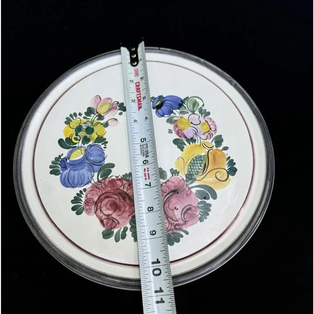 GMUNDNER AUSTRIA KERAMIK POTTERY CAKE PLATE Hand Painted 11” -A86